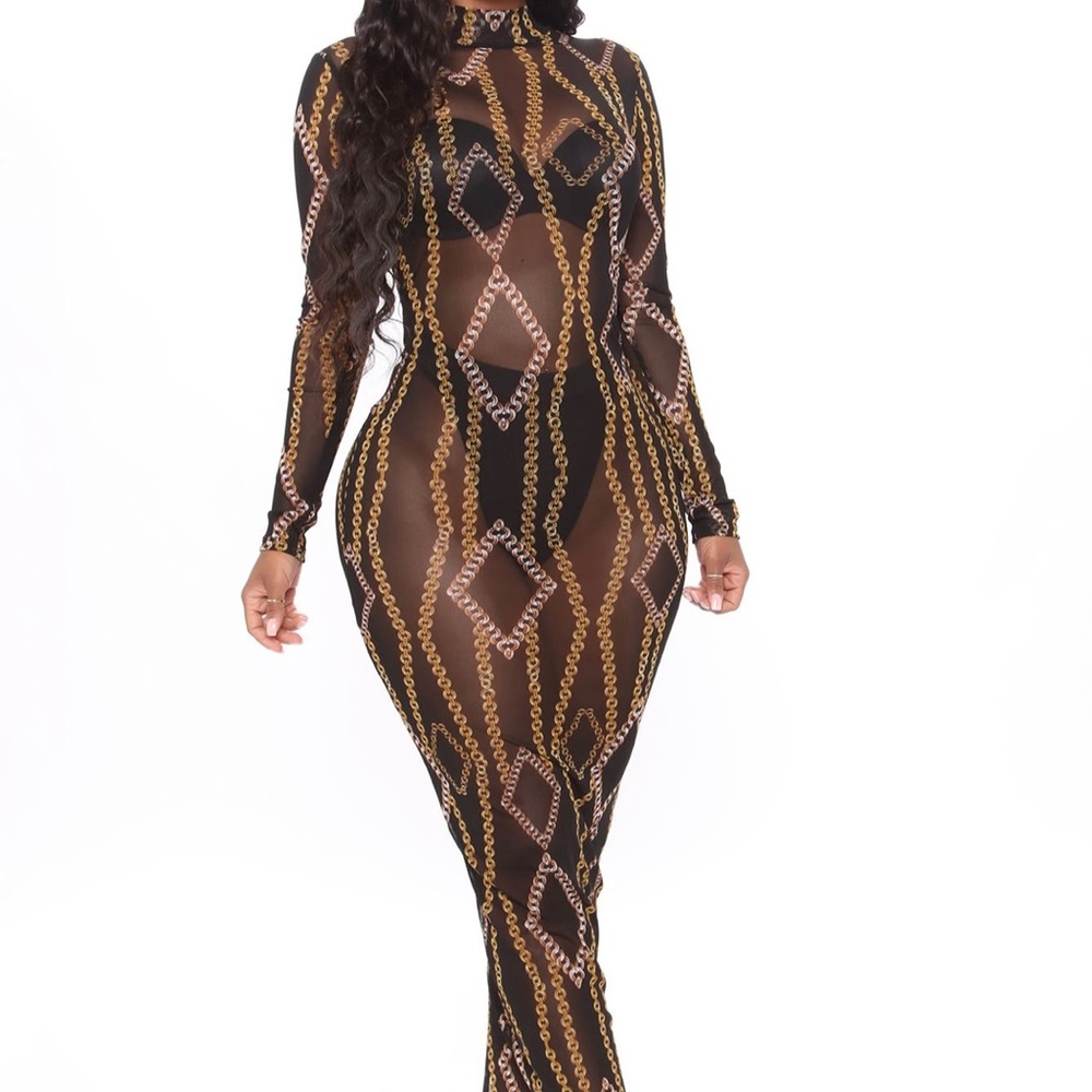 Covered in chains mesh maxi dress